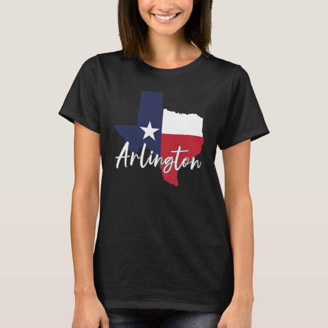 Arlington, Texas Flag Map Women's Black T-Shirt (Front)
