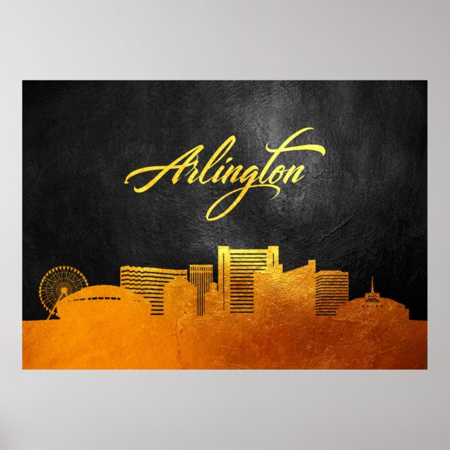 Arlington Texas Gold Skyline Poster (Front)
