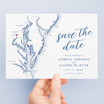 Arlington Virginia Map Modern Wedding Save The Date<br><div class="desc">Announce your wedding in Arlington, VA with elegance and style using our modern navy blue Chesapeake Bay map-themed photo save the date! Perfect for weddings in Arlington, VA, this customisable design captures the essence of the Chesapeake Bay region. Highlighting iconic venues like Top of the Town, The Westin Arlington Gateway,...</div>