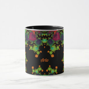 ARLO ~ Black Green Orange Pink  Mug
