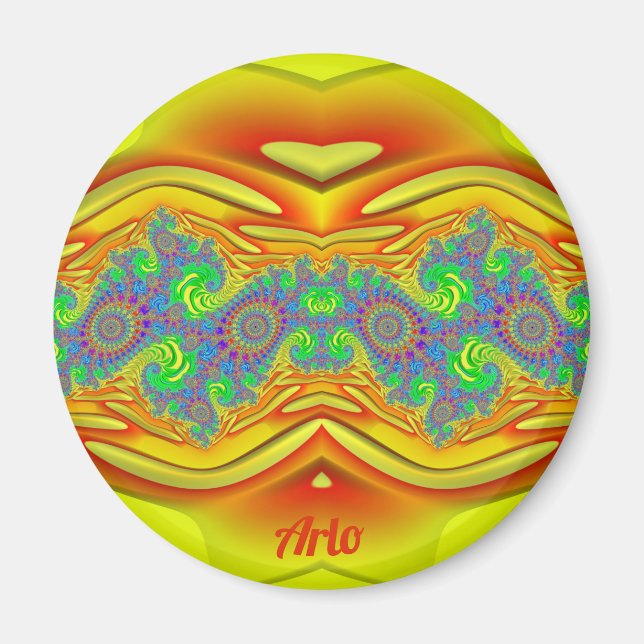 ARLO ~ Yellow, Orange and Blue ~ Stunning Design Magnet (Front)