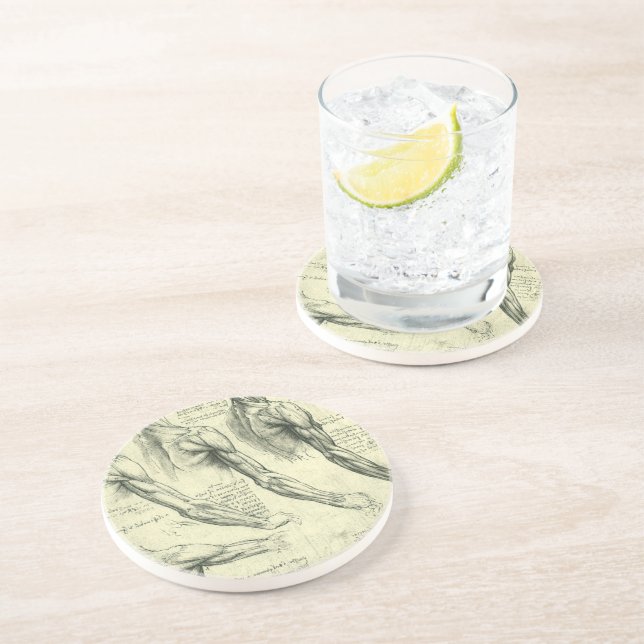 Arm and Shoulder Anatomy by Leonardo da Vinci Coaster (Side)
