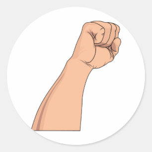 Arm Raised Clenched Fist Pump Classic Round Sticker
