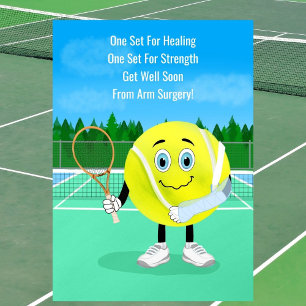 Arm Surgery Get Well Card Cute Tennis Ball in Cast