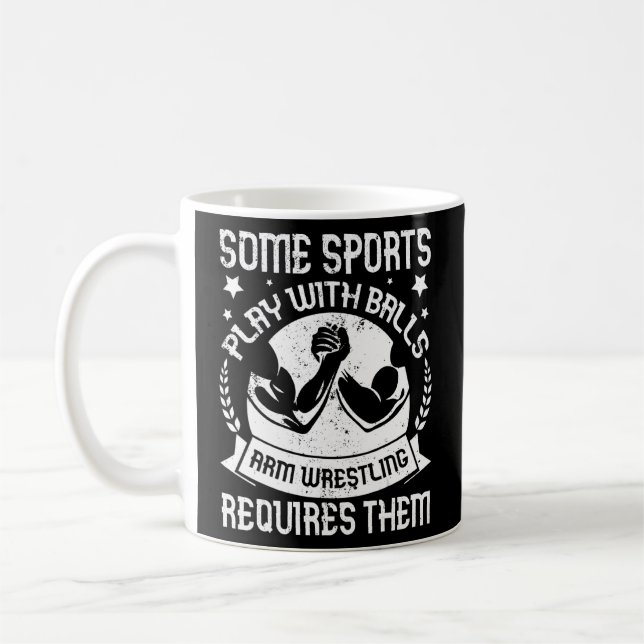 Arm Wrestling Armwrestler Athlete Squeezing Biceps Coffee Mug (Left)