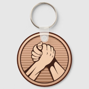 Arm wrestling Bronze Key Ring