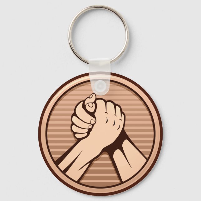 Arm wrestling Bronze Key Ring (Front)