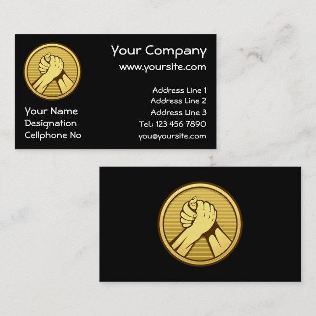 Arm wrestling Gold Business Card (Front/Back)