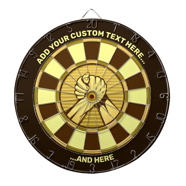 Arm Wrestling Gold Dartboard with Custom Text (Front)