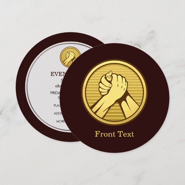 Arm wrestling Gold Invitation (Front/Back)