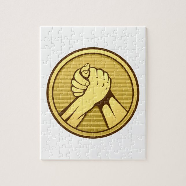 Arm wrestling Gold Jigsaw Puzzle (Vertical)