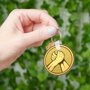 Arm wrestling Gold Key Ring