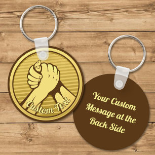 Arm Wrestling Gold Keychain