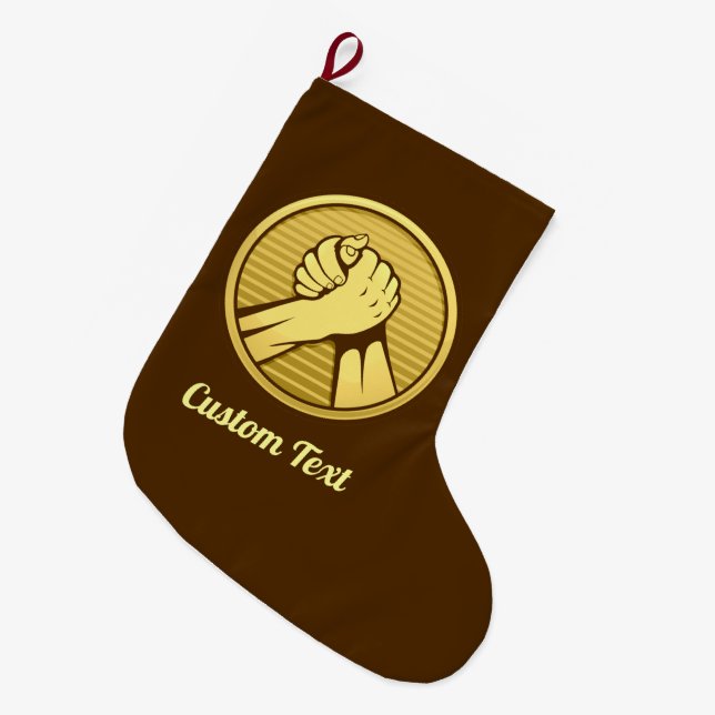 Arm wrestling Gold Large Christmas Stocking (Front (Hanging))