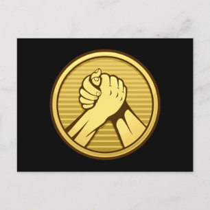 Arm wrestling Gold Postcard