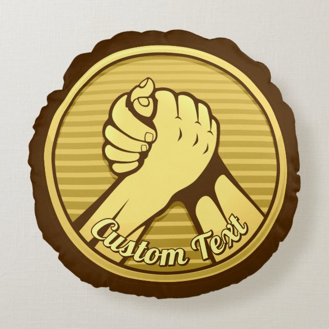 Arm wrestling Gold Round Cushion (Front)