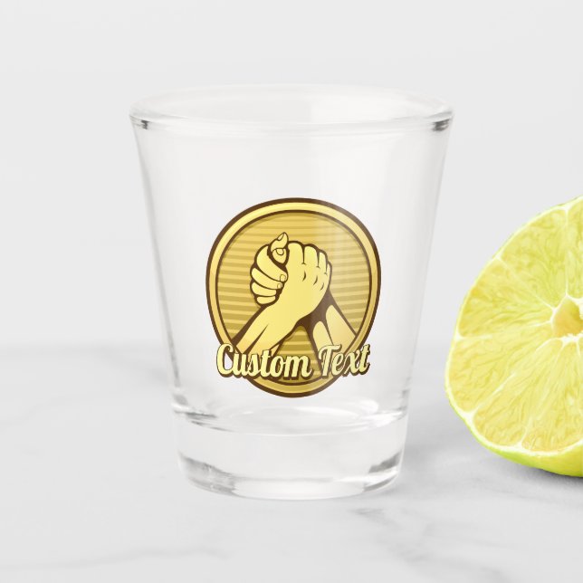 Arm wrestling Gold Shot Glass (Front)