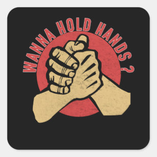 Arm Wrestling Holding Hands Square Sticker