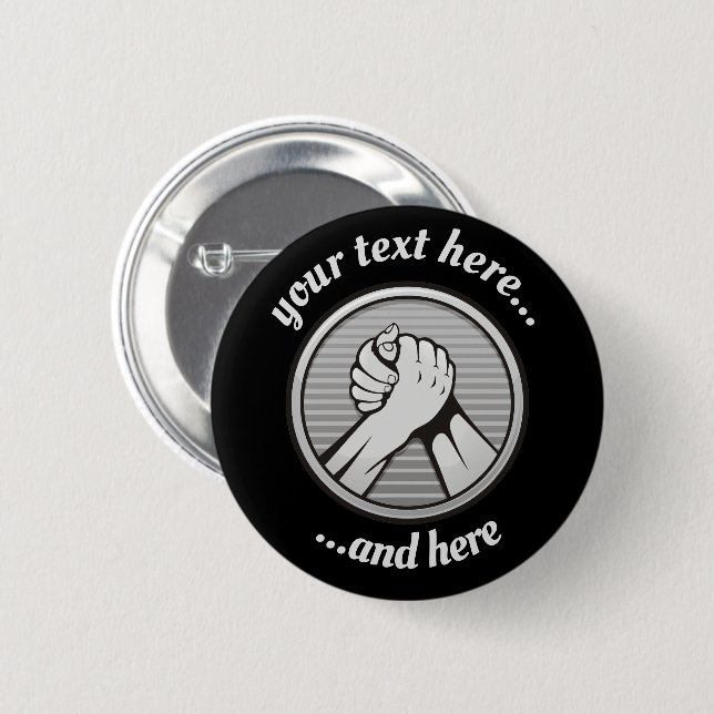 Arm wrestling Silver 6 Cm Round Badge (Front & Back)