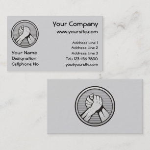 Arm wrestling Silver Business Card