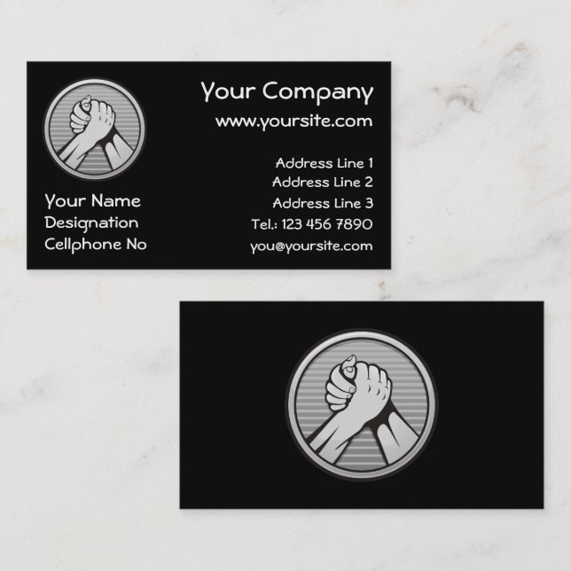 Arm wrestling Silver Business Card (Front/Back)