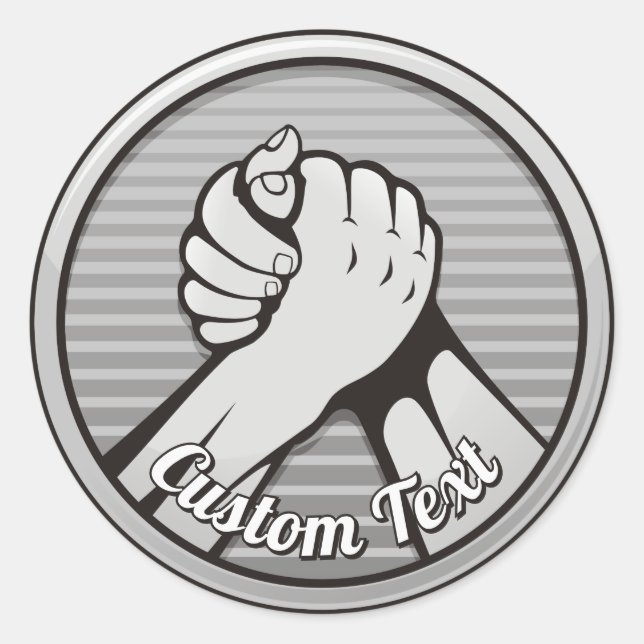 Arm wrestling Silver Classic Round Sticker (Front)