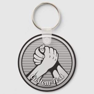 Arm wrestling Silver Keychain