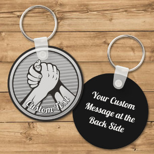 Arm wrestling Silver Keychain