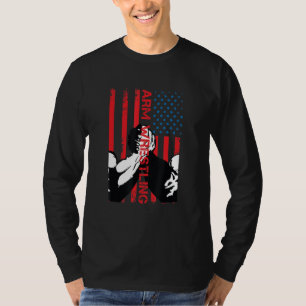 Arm Wrestling Usa Flag T-Shirt