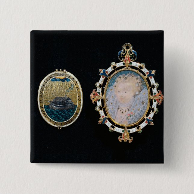 Armada Jewel, miniature of Queen Elizabeth I enclo 15 Cm Square Badge (Front)