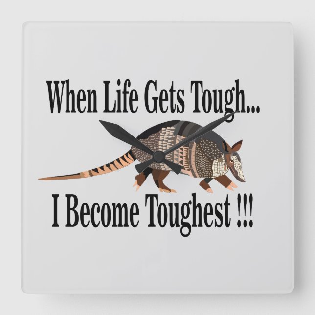 Armadillo Animal Inspirational Square Wall Clock (Front)