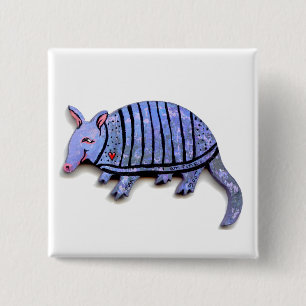 Armadillo art fun cute happy unique armadillos 15 cm square badge