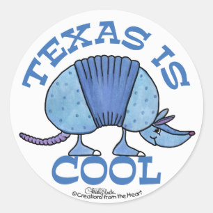Armadillo Blue-Texas is Cool Classic Round Sticker
