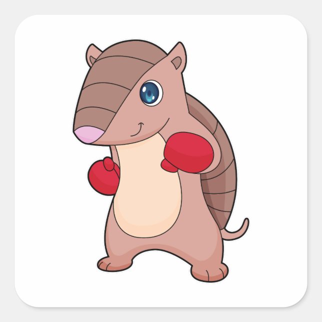 Armadillo Boxing Boxer Boxing gloves Square Sticker (Front)