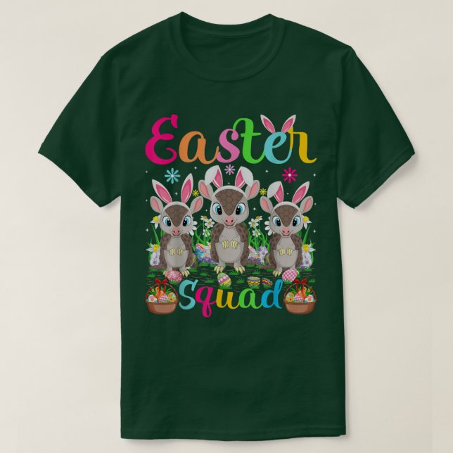 Armadillo Bunny Ear Easter Squad Armadillo Happy E T-Shirt (Design Front)