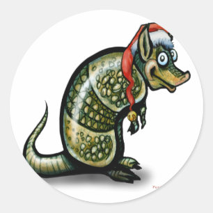 Armadillo Christmas Classic Round Sticker