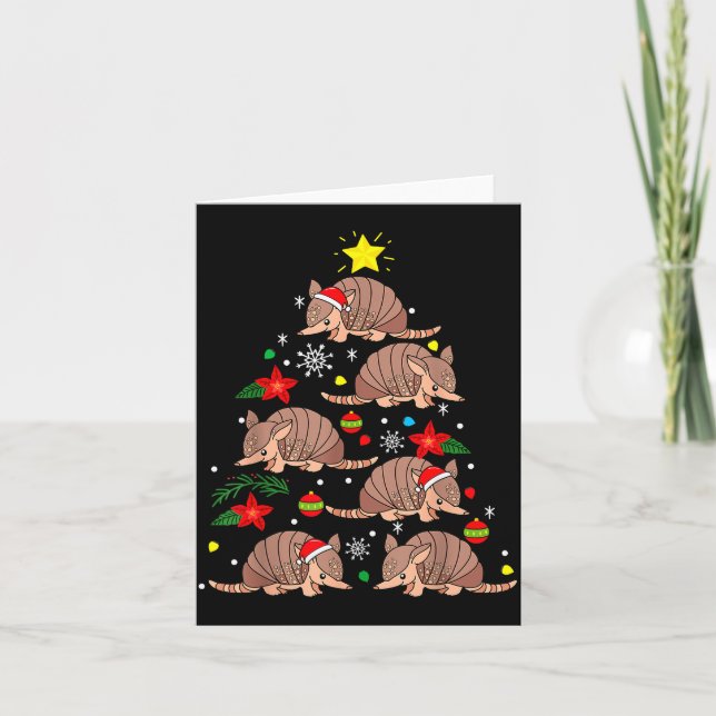 Armadillo Christmas Ornament Tree Funny Zookeeper  Card (Front)