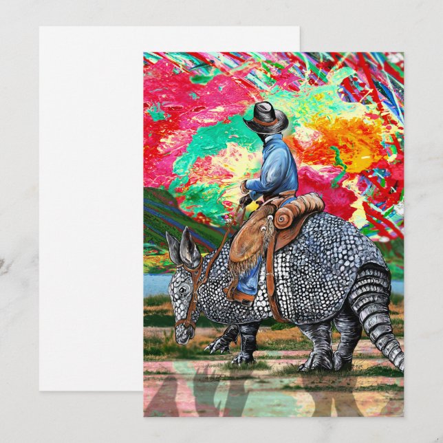 Armadillo Cowboy Thank You Card (Front/Back)