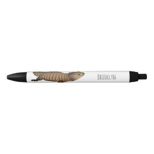 Armadillo girdled lizard cartoon illustration  black ink pen