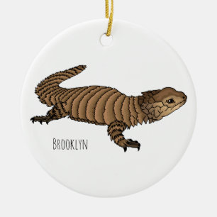 Armadillo girdled lizard cartoon illustration ceramic tree decoration