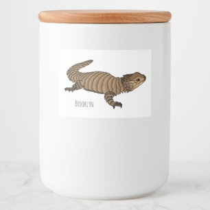 Armadillo girdled lizard cartoon illustration food label