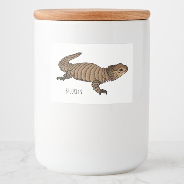 Armadillo girdled lizard cartoon illustration food label (Front)