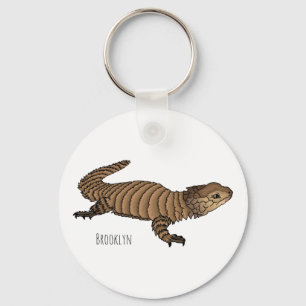 Armadillo girdled lizard cartoon illustration key ring