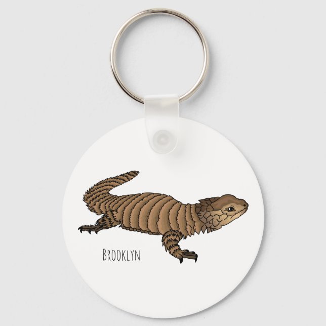 Armadillo girdled lizard cartoon illustration key ring (Front)
