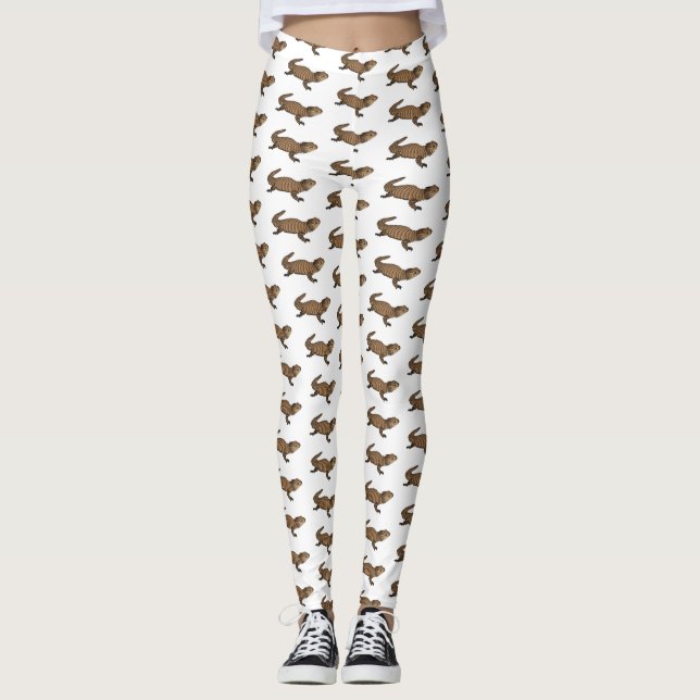 Armadillo girdled lizard cartoon illustration  leggings (Front)