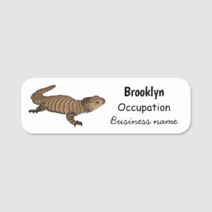 Armadillo girdled lizard cartoon illustration name tag