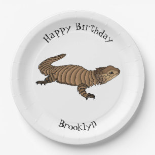 Armadillo girdled lizard cartoon illustration paper plate