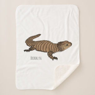 Armadillo girdled lizard cartoon illustration sherpa blanket