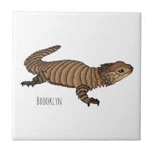 Armadillo girdled lizard cartoon illustration  tile
