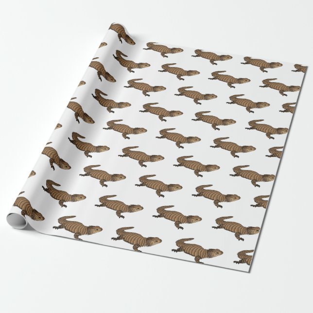 Armadillo girdled lizard cartoon illustration wrapping paper (Unrolled)